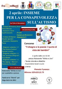 2 Aprile: INSIEME PER LA CONSAPEVOLEZZA DELL’AUTISMO